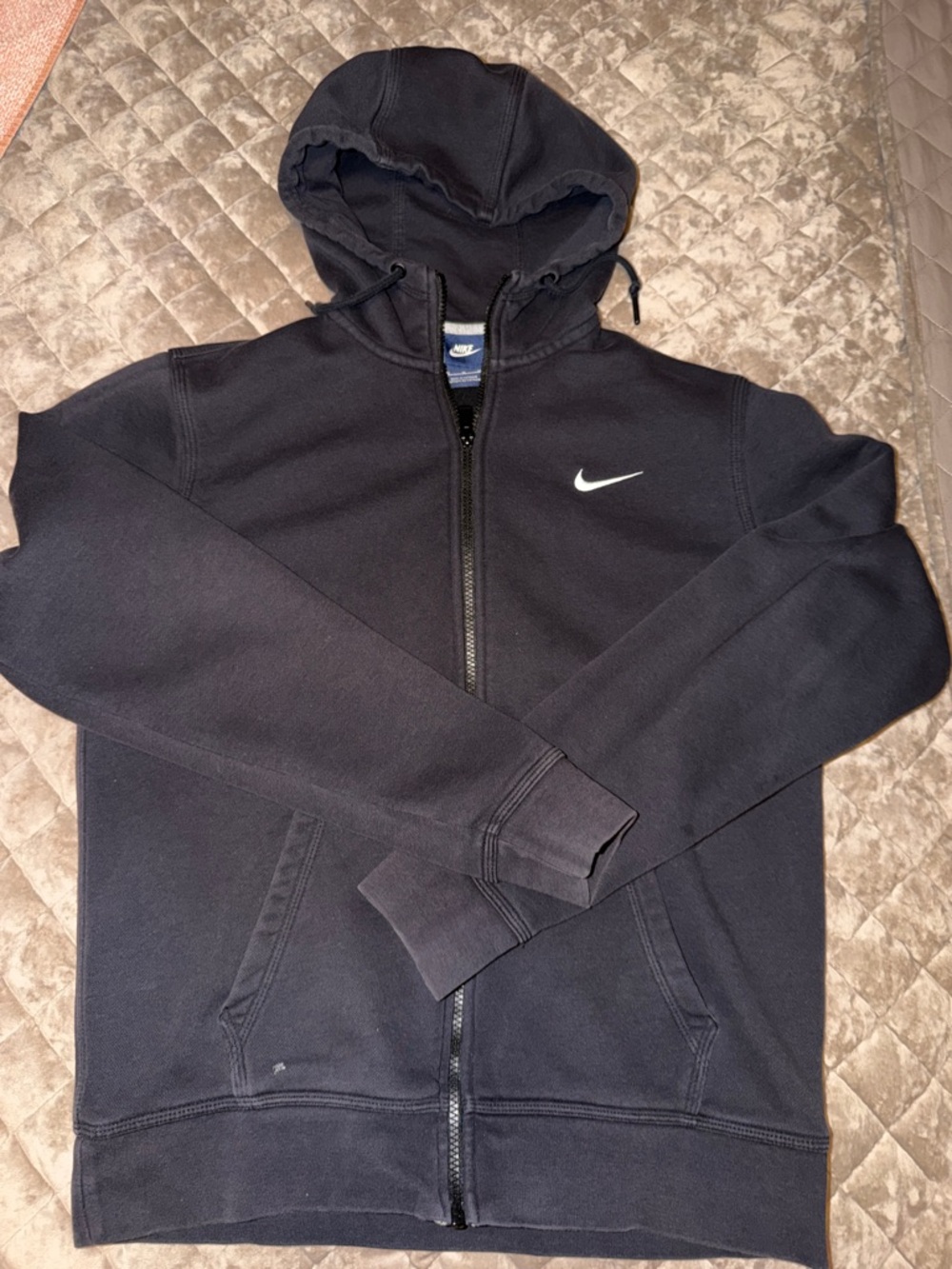 Nike Black Full-Zip Hoodie with White Swoosh